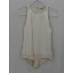 Lapointe Bodysuit Womens 2 White Cream Faux Leather Stretch Sleeveless Night Out